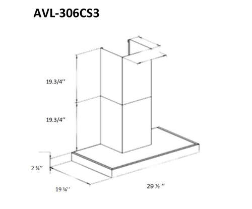 Caractéristiques - 30'' Wall mount hood, 600 CFM - AVL-306CS3